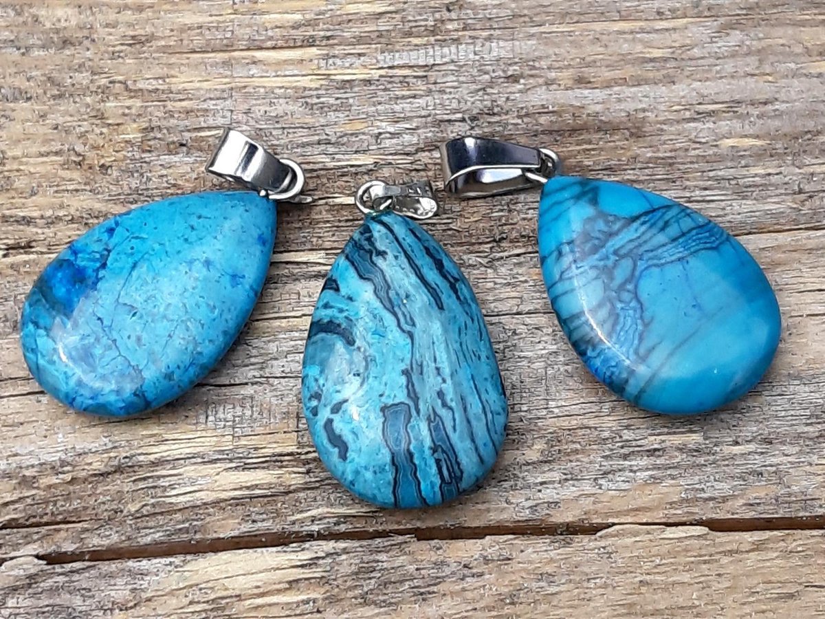 Edelsteen Crazy Lace Agaat hanger - blauw